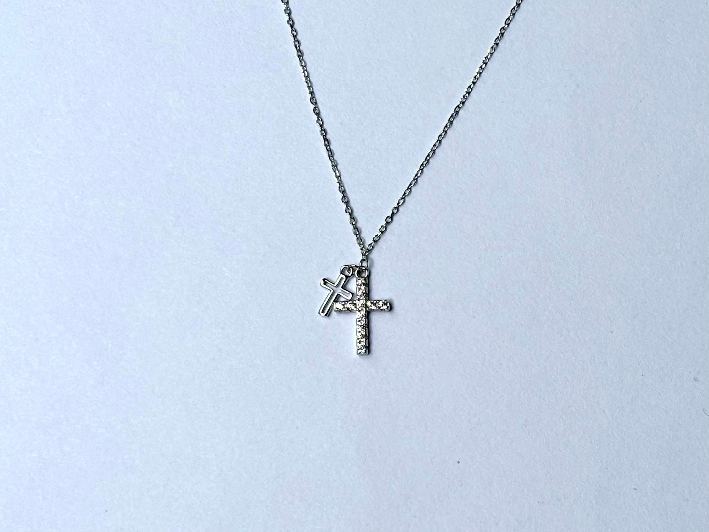 Diamond CZ Cross Necklace Tarnish Free 925 Sterling Silver with Chain, Elegant Christian Gift for her Chritian Gift Wife, Mom, Girlfriend