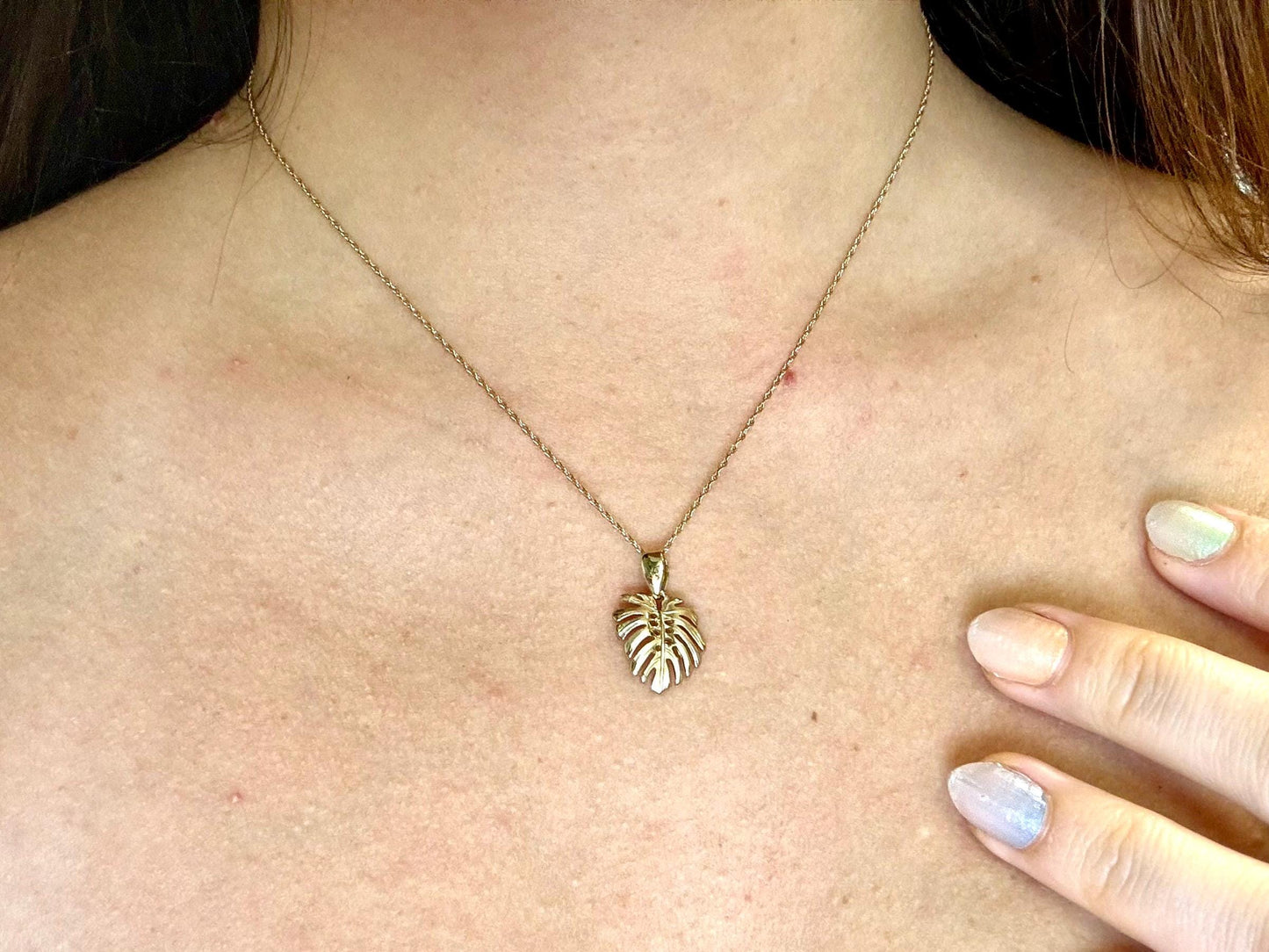 14K Gold Monstera Pendant Monstera Necklace Leaf Pendant Nature Inspired Necklace Leaf Necklace Birthday Gift for Her Gift for Plant Lovers
