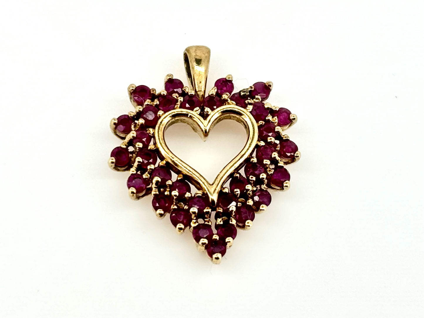 10K Solid Gold Heart Pendant with Ruby Pendant Heart Necklace Gold Pendant Ruby Necklace Pink Necklace Birthday Gift for her Gift for Mom