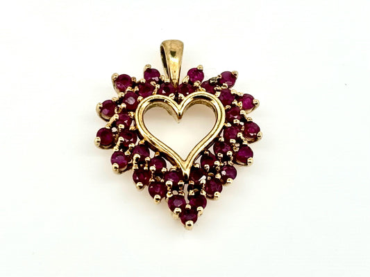 10K Solid Gold Heart Pendant with Ruby Pendant Heart Necklace Gold Pendant Ruby Necklace Pink Necklace Birthday Gift for her Gift for Mom