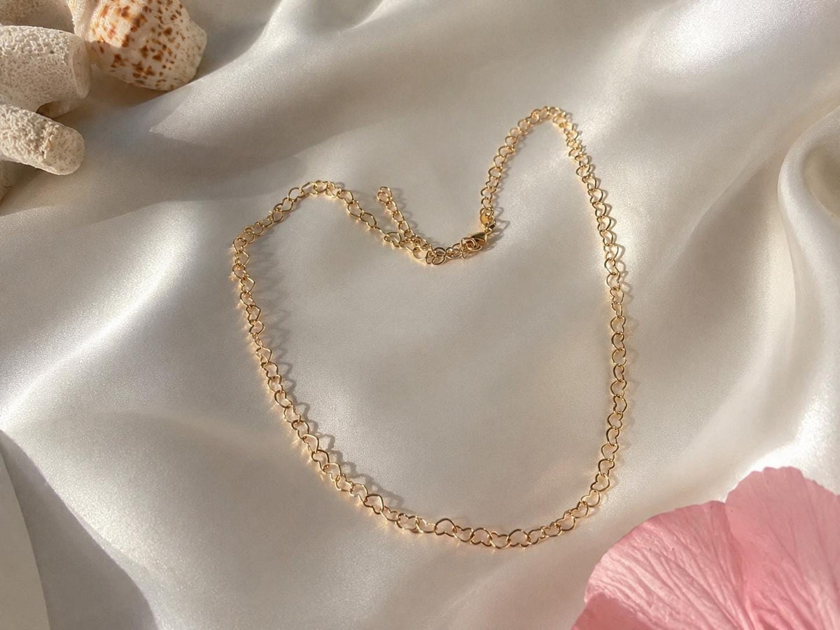 Gold Heart Necklace Dainty Hawaiian Layering Jewelry Gift For Her, colorful necklace, dainty gold necklace, everyday jewelry – handmade Hawaiian jewelry, Island Goddess Jewelry