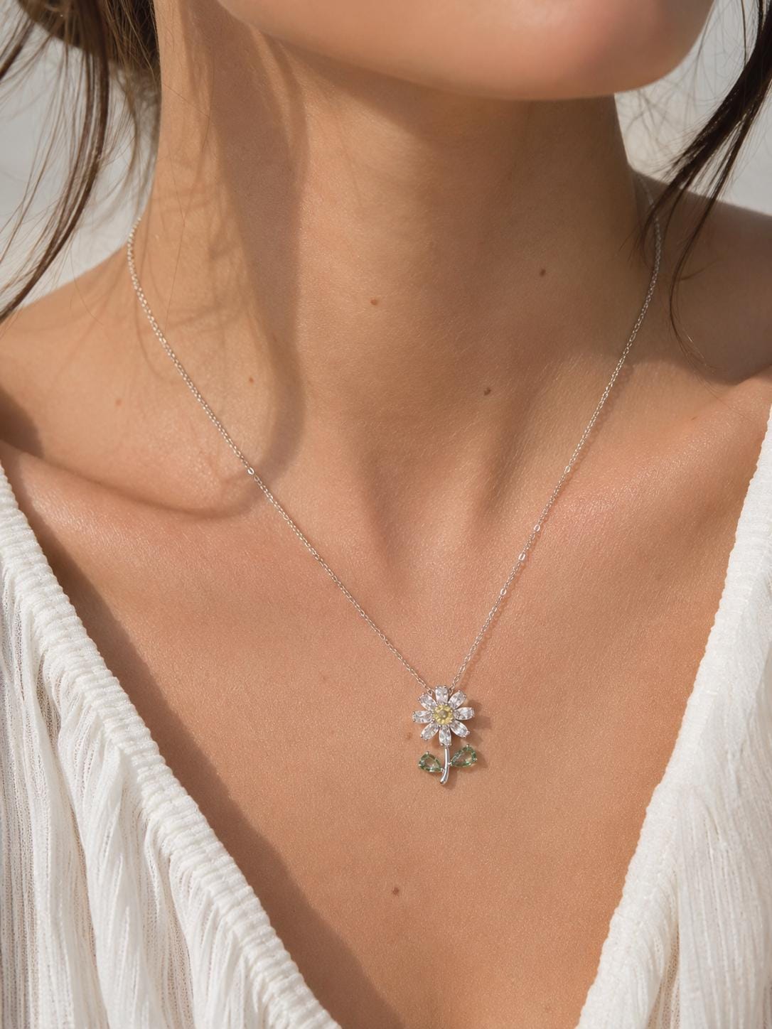 Plumeria Flower Necklace, Sterling Silver, Pearl & CZ, Hawaii Gift, gift for her, birthday gift, gift for mom – handmade Hawaiian jewelry, Island Goddess Jewelry