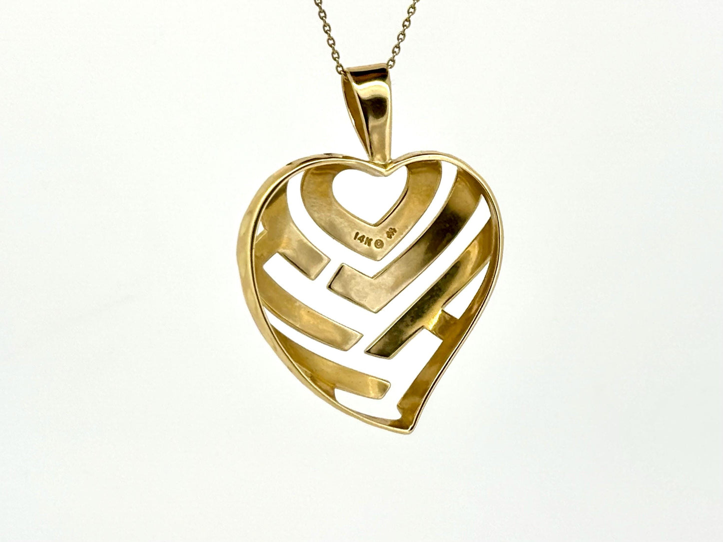 14K Solid Gold Aloha Heart Pendant Heart Necklace Aloha Necklace Aloha Pendant  Fine Jewelry, Gift for Her, Dainty Gold Necklace Christmas