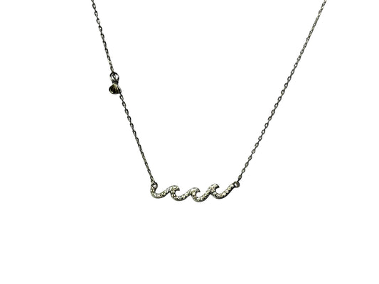 Hawaiian Wave Necklace – Sterling Silver Dainty Pendant With Cubic Zirconia Sparkle