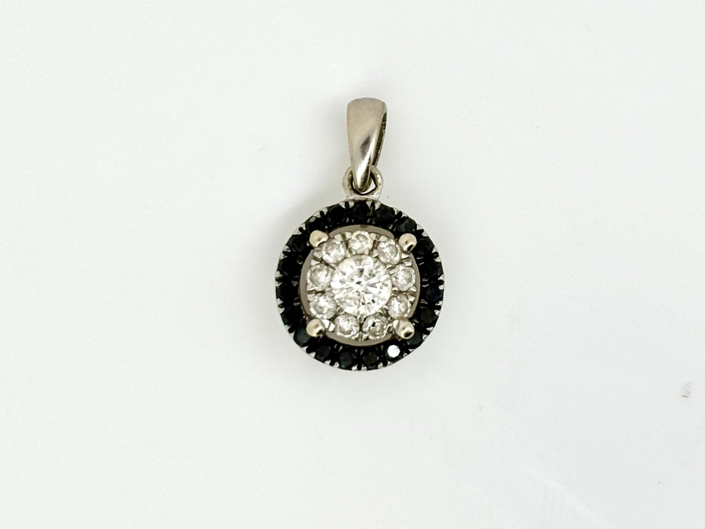 14K White Gold Black Diamond Pendant Diamond Necklace Gift for Her Natural Diamond  Anniversary Gift Birthday Gift for Mom