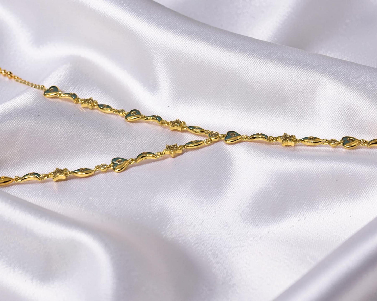 Celestial Necklace 14K Gold Plated Y-Lariat Chain With Moon Star Pendant