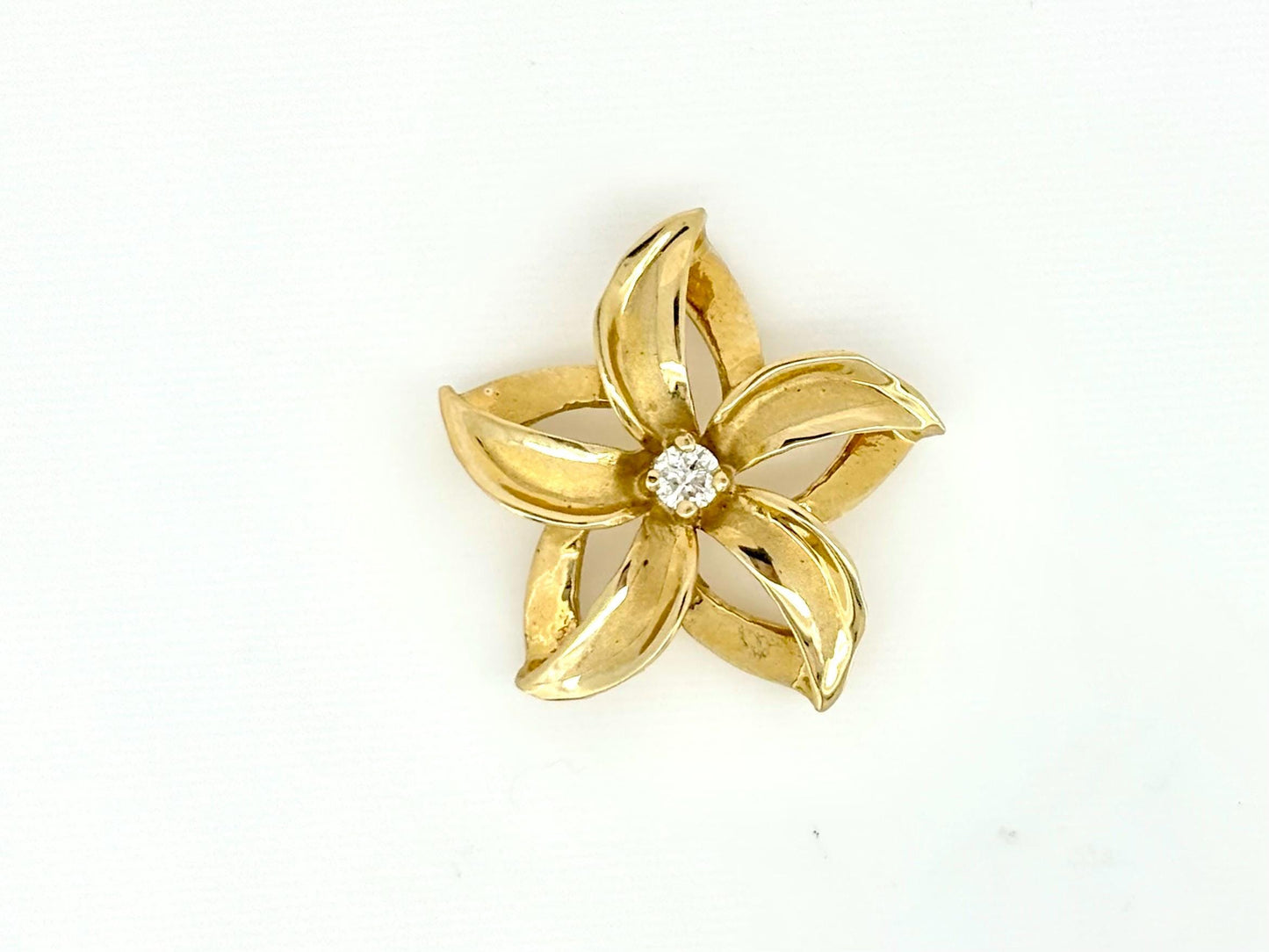 14K Solid Gold Plumeria Pendant Flower Pendant Necklace Gold Pendant Birthday Gift for her Gift for Mom Flower Necklace Diamond Pendant