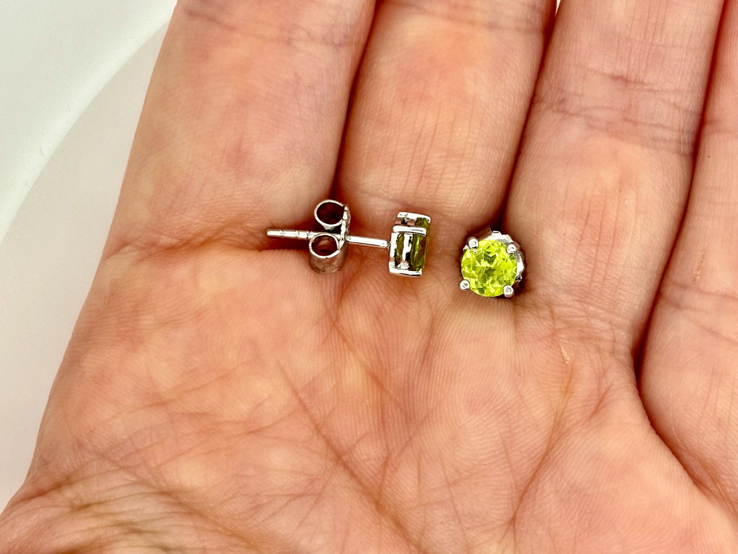 14K Solid Gold Earrings Peridot Earrings Hawaiian Diamond Peles Tears - Birthday Gift for Her Gift For Mom Peridot Studs Green Earrings