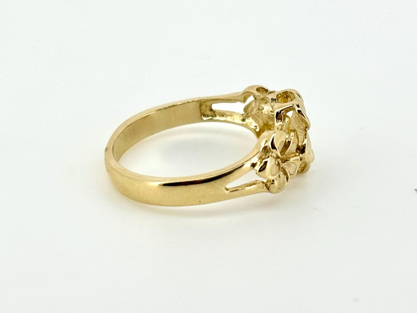 14K Solid Gold Hawaiian Plumeria Flower Ring