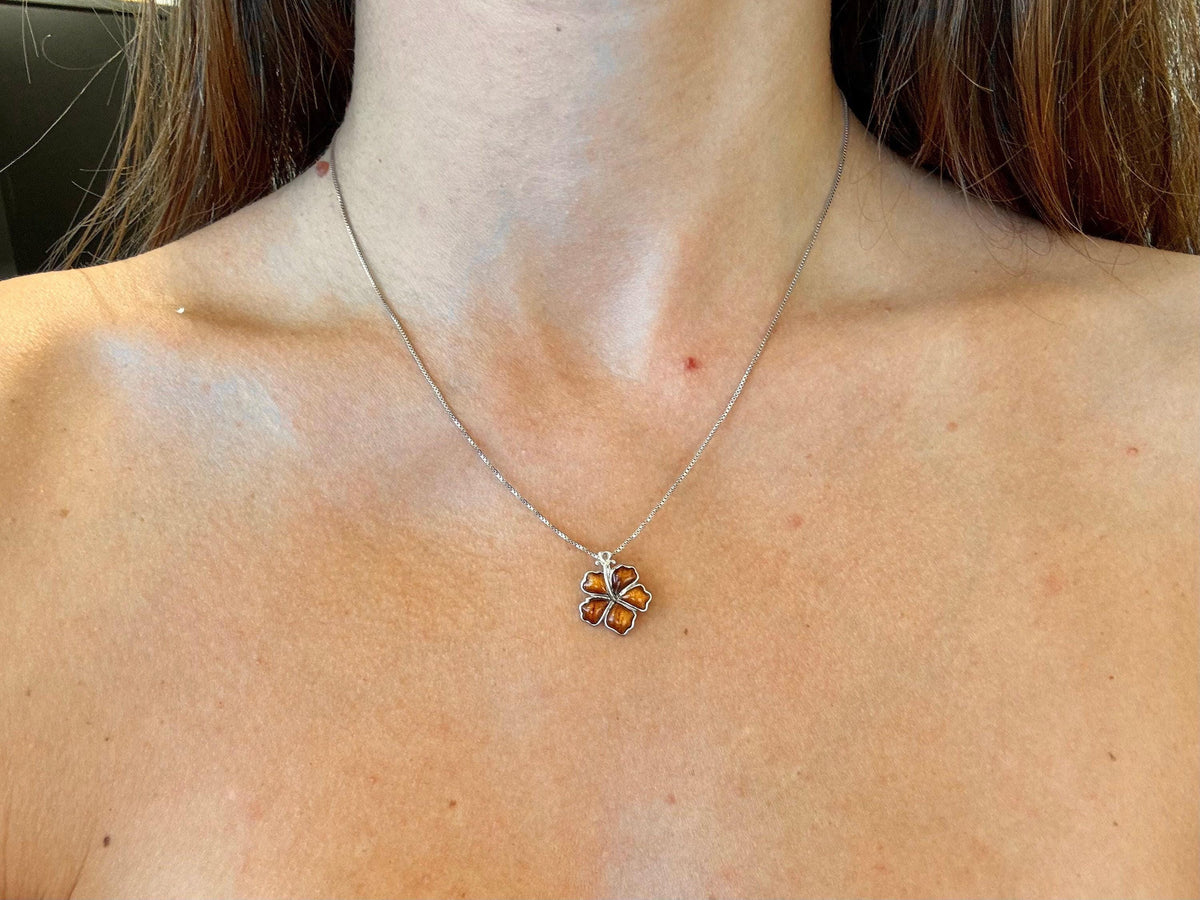 Koa Wood Hibiscus Necklace | 925 Sterling Silver, Rhodium Plated, gift for her, birthday gift, gift for mom – handmade Hawaiian jewelry, Island Goddess Jewelry