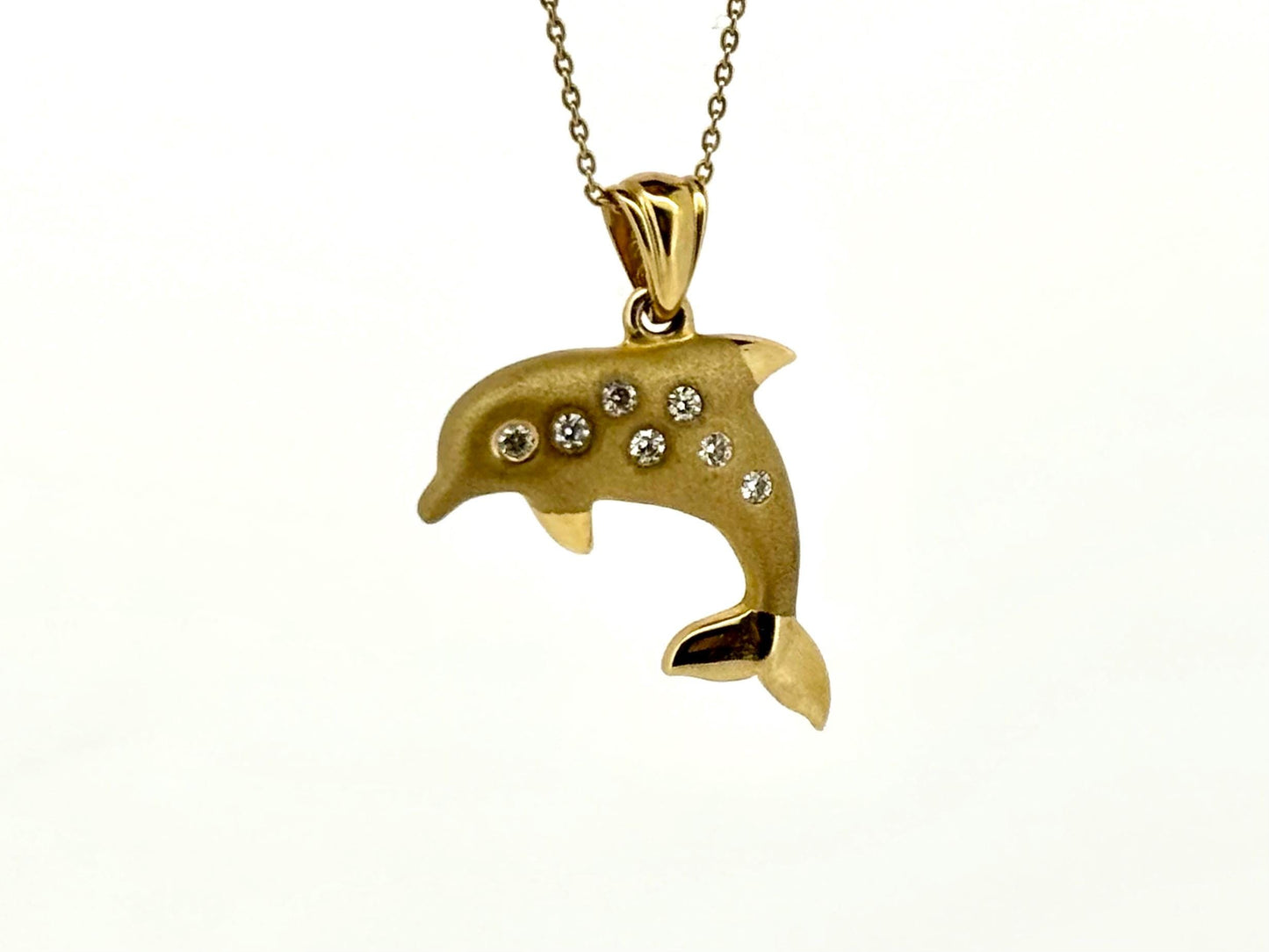 14K Solid Gold Hawaiian Dolphin Necklace, Dolphin Pendant Diamond Pendant  Sealife Birthday Gift for Her Gift for Mom, Girlfriend