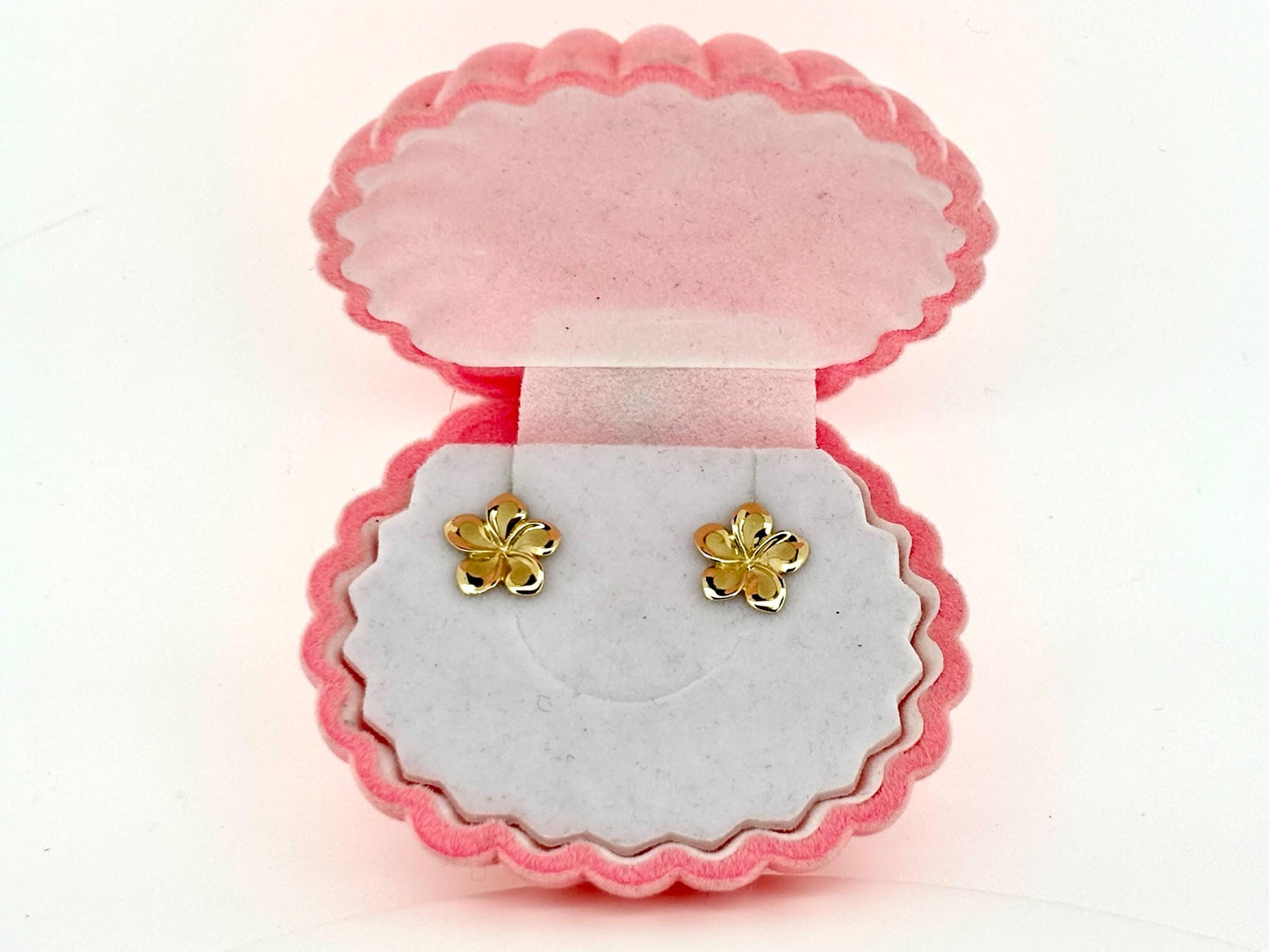 14K Solid Gold Plumeria Earrings Flower Earrings Gold Earrings Birthday Gift for her Gift for Mom Flower Studs Gold Studs Plumeria Studs