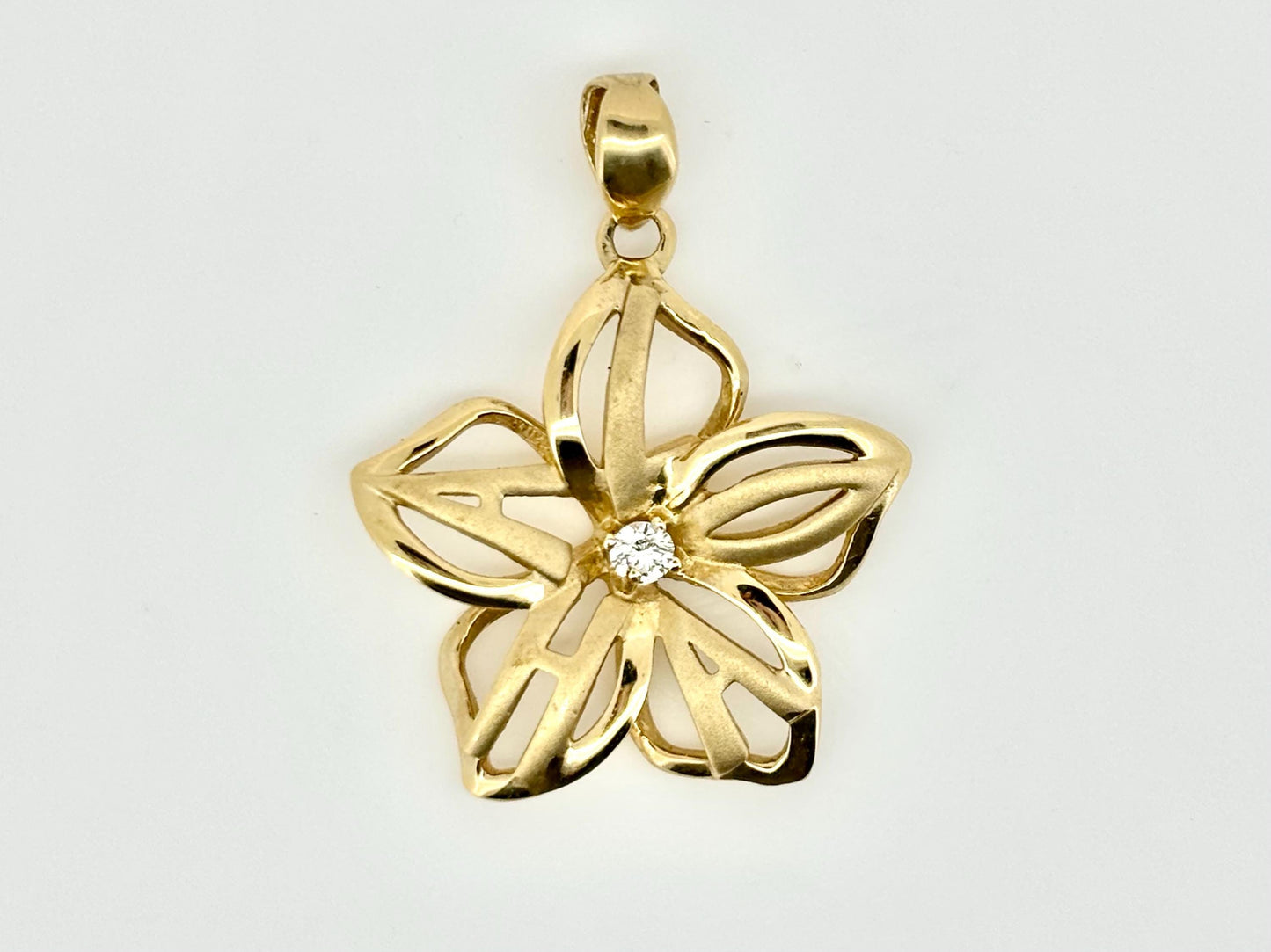 14K Solid Gold ALOHA Plumeria Pendant Flower Pendant Necklace Gold Pendant Birthday Gift for her Gift for Mom Flower Necklace ALOHA Pendant