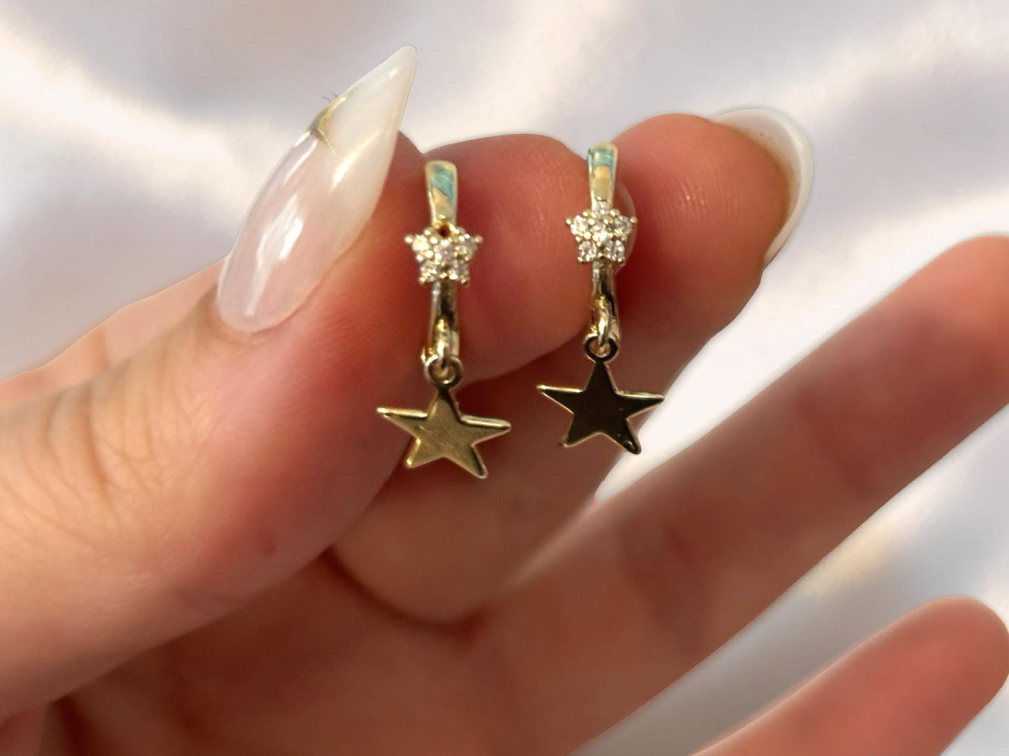 North Star Earrings – Stackable Gold Plated Stainless Steel with Sparkling Cubic Zirconia