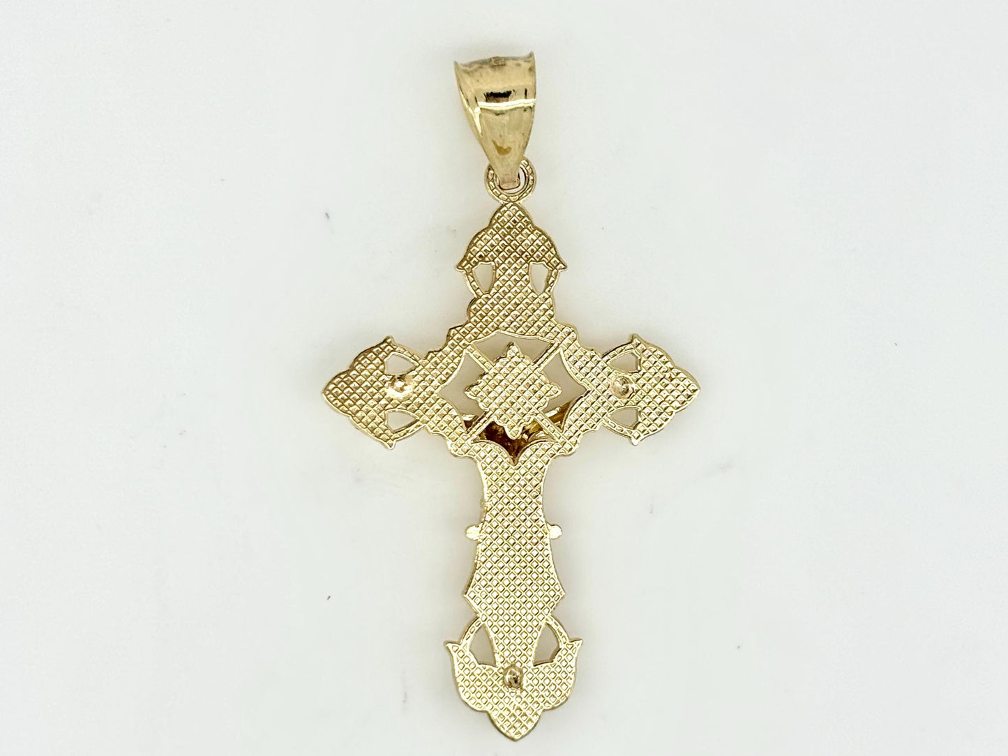 14K Solid Yellow Gold Cross Necklace Jesus Christ Pendant Giant Elegant Christian Gift for her Chritian Gift for Wife Christmas Gift