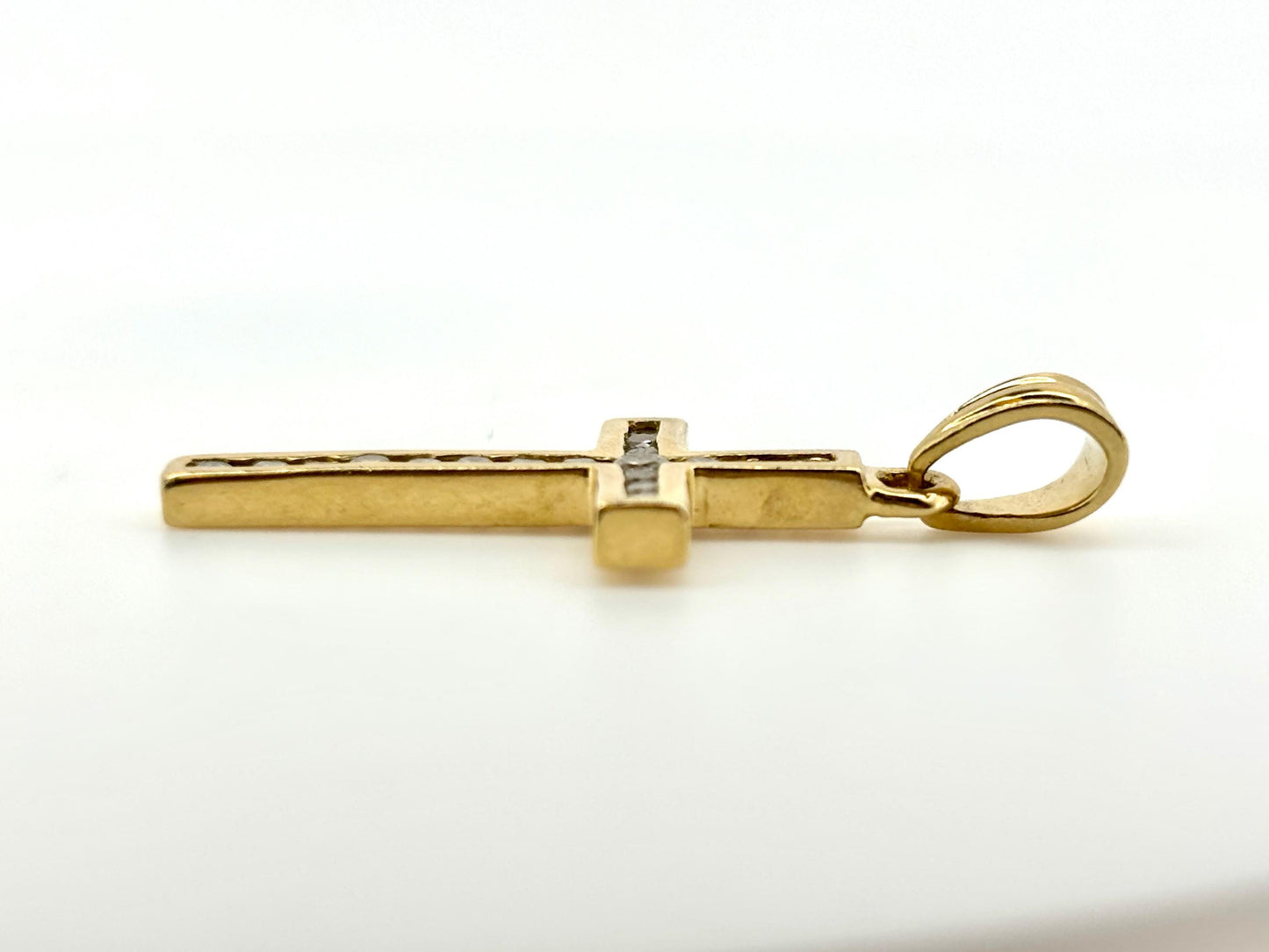 14K Solid Yellow Gold Cross Necklace Jesus Christ Pendant Diamond Cross Christian Gift for her Chritian Gift for Wife Christmas Gift