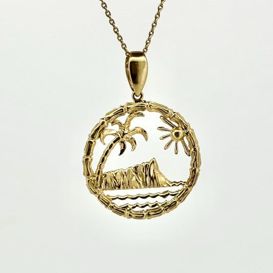 Golden Horizon Necklace - 14k Solid Gold Hawaiian Beach Necklace