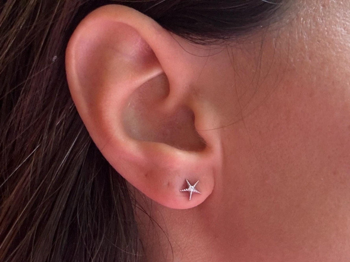 Silver Starfish Earrings, 925 Sterling Silver, Rhodium Plated Studs, gift for her, gift for mom, gift for girlfriend – handmade Hawaiian jewelry, Island Goddess Jewelry