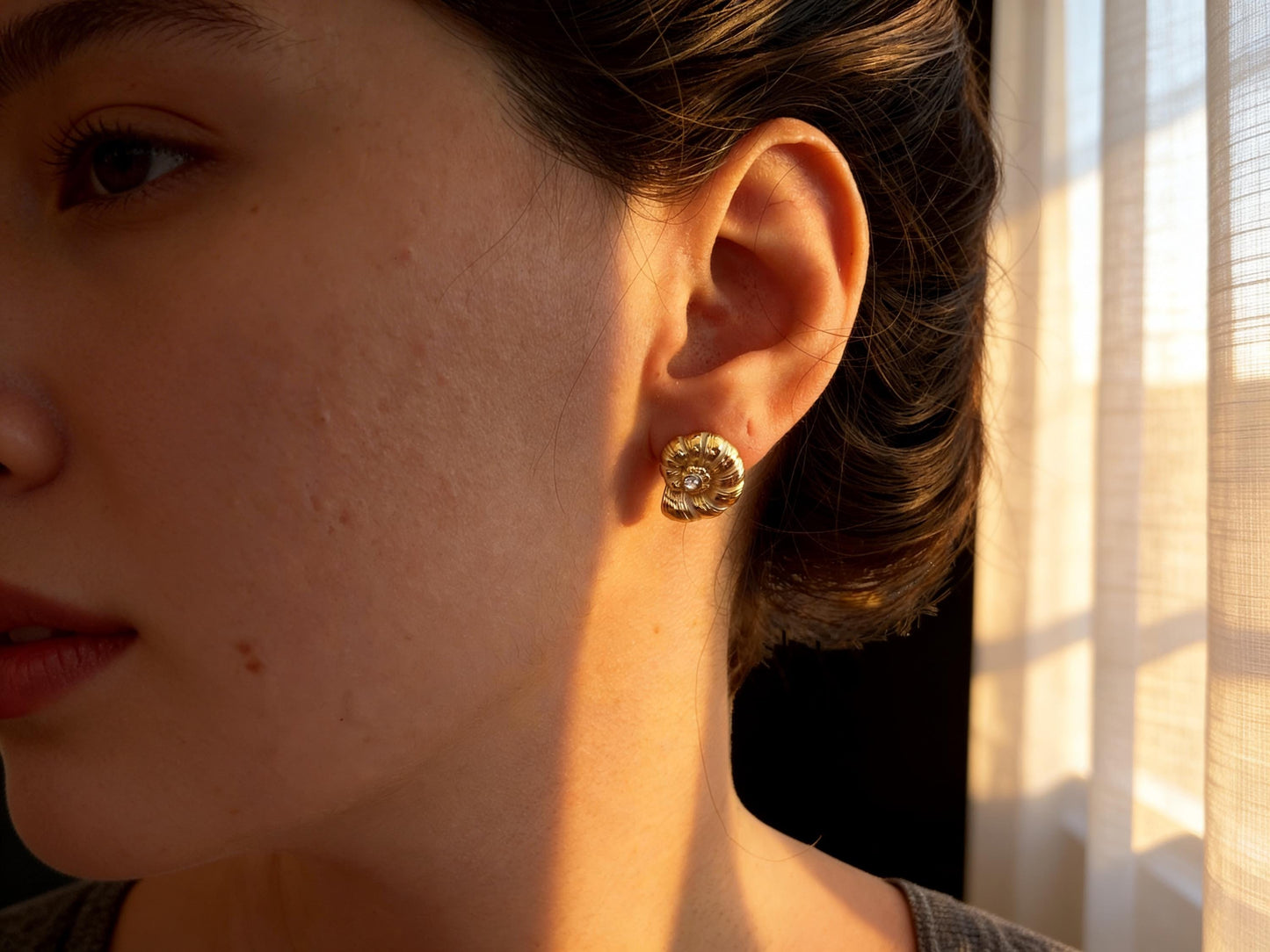 Shell Stud Earrings – Dainty Gold Studs with Shell Charm | Gift for Her