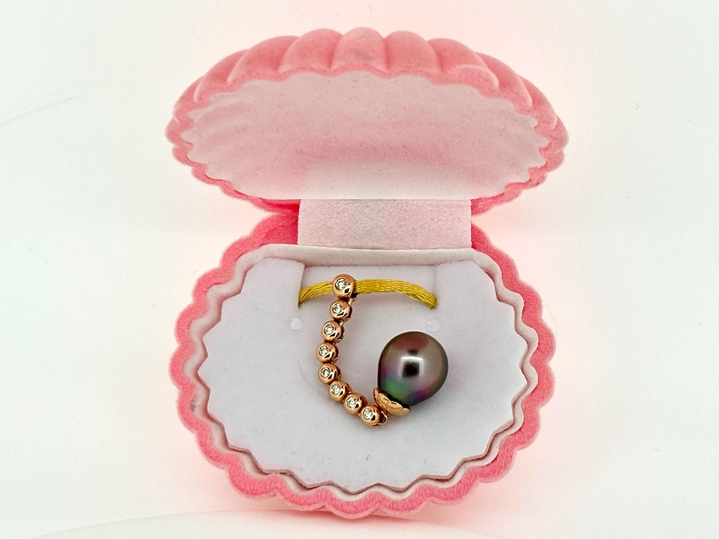 Genuine Natural Tahitian Pearl Necklace Black Pearl Pendant with 14K Rose Gold Diamond Necklace Birthday Gift for Her Diamond Pendant