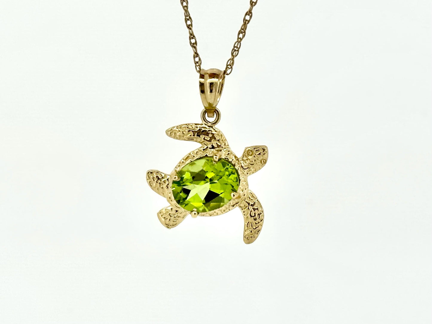 14K Gold Turtle Pendant Peridot Pendant Hawaiian Diamond Peles Tears - Birthday Gift for Her Gift For Mom Turtle Necklace Peridot Necklace
