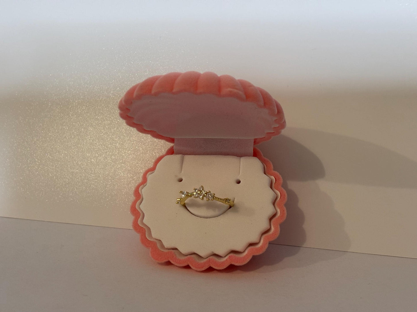 Plumeria Flower Ring – Adjustable Stackable Gold Plated Cubic Zirconia Jewelry