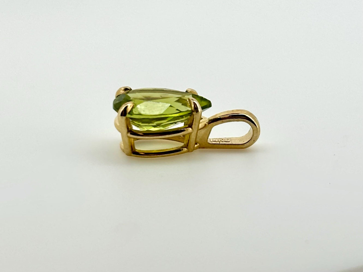 14K Solid Gold Necklace Peridot Pendant Hawaiian Diamond Peles Tears - Birthday Gift for Her Gift For Mom Green Necklace Peridot Necklace