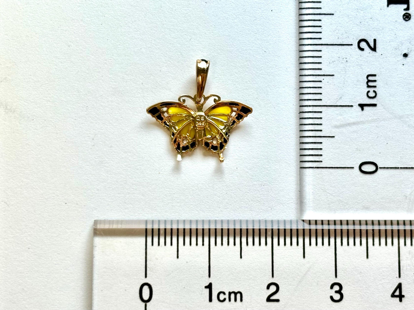 14K Yellow Gold Enamel Butterfly Pendant, Butterfly Necklace Color Necklace Diamond Pendant Birthday Gift For Her For mom Anniversary Gift