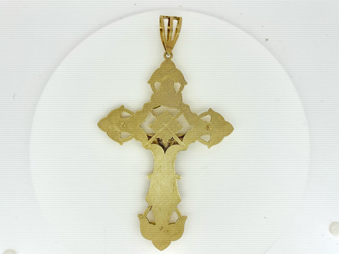 14K Solid Yellow Gold Cross Necklace Jesus Christ Pendant Giant Elegant Christian Gift for her Chritian Gift for Wife Christmas Gift