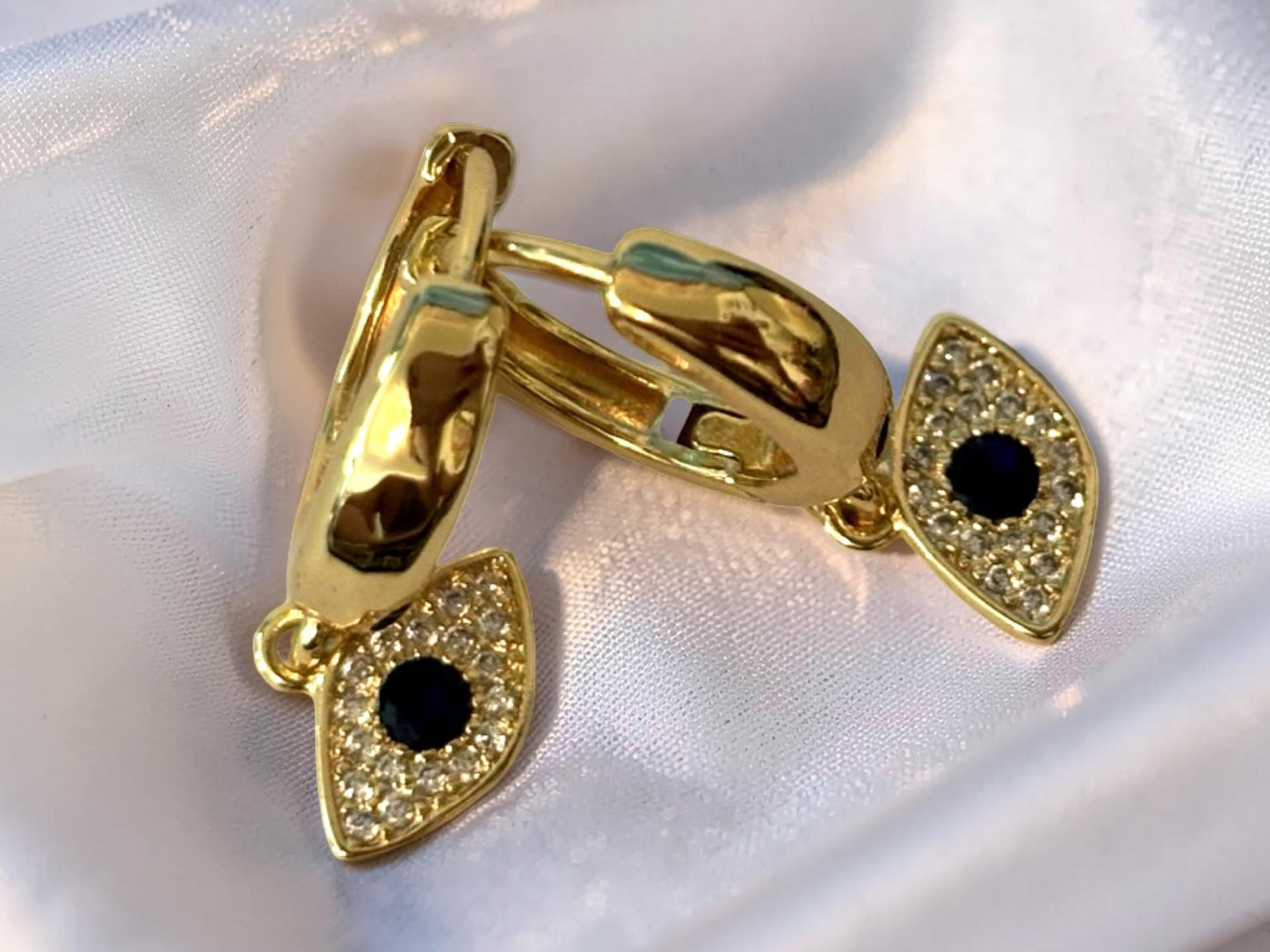 Evil Eye Hoop Earrings – Dainty Protection Gold Hoops With Sparkling Cubic Zirconia
