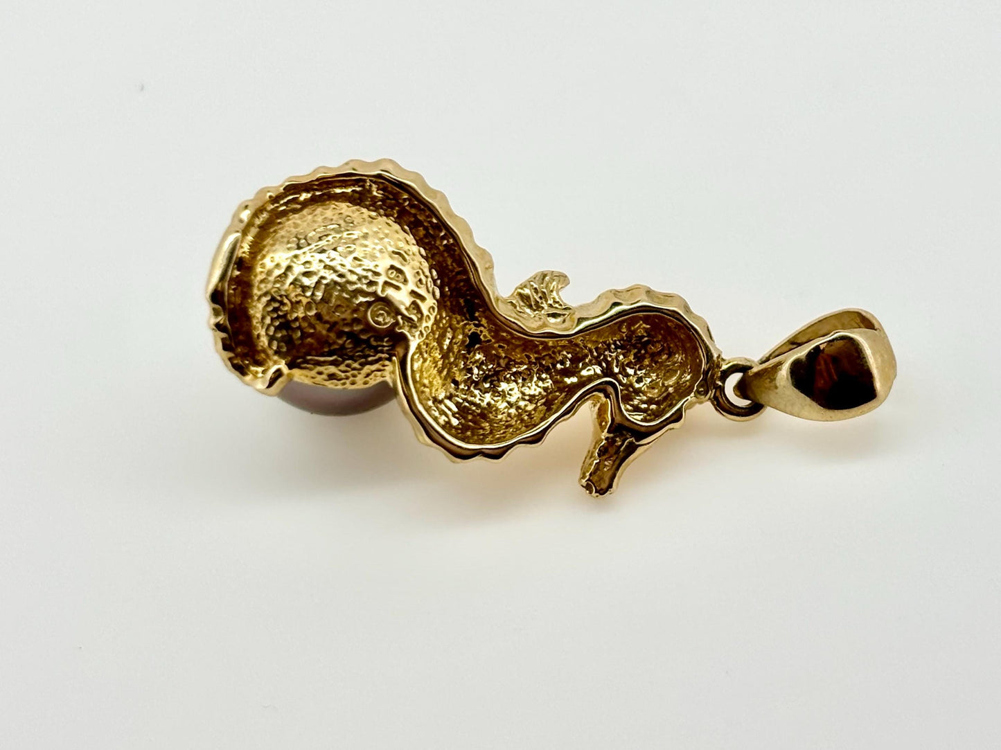 14K Solid Gold Tahitian Pearl Necklace Seahorse Pendant Black Pearl Pendant Seahorse Necklace Birthday Gift For Her Gold Pendant