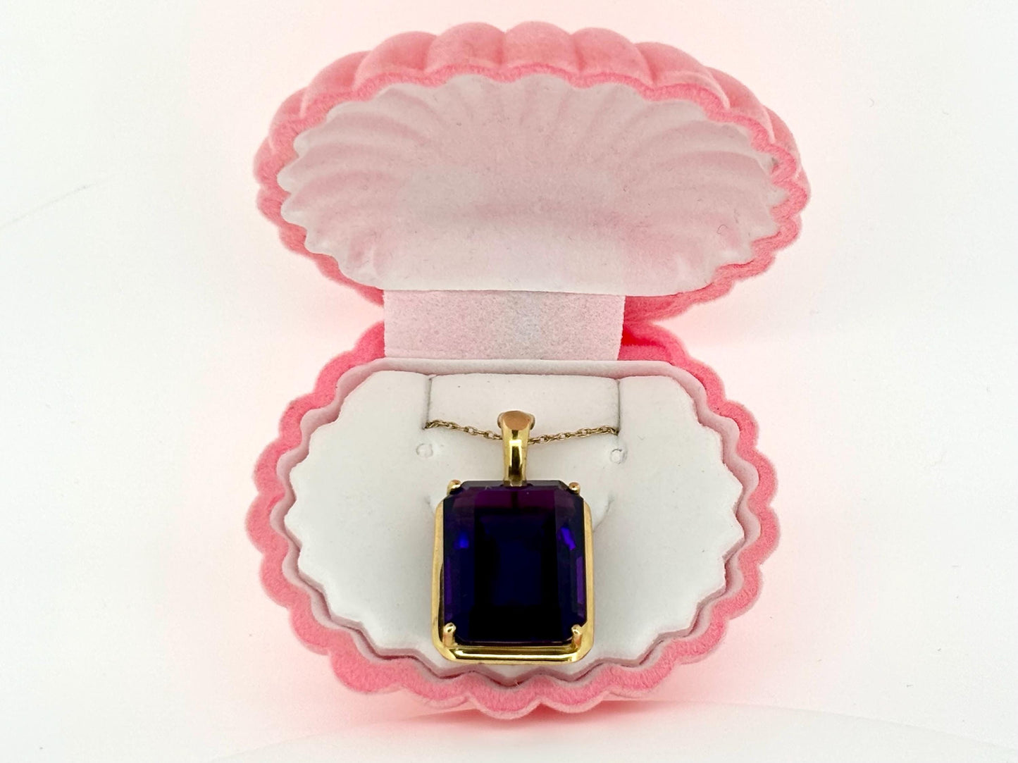 14k Yellow Gold Amethyst Pendant, February Birthstone, Amethyst Necklace, Gift For Her, Gift For Mom, Amethyst Enhancer, Calming Stone