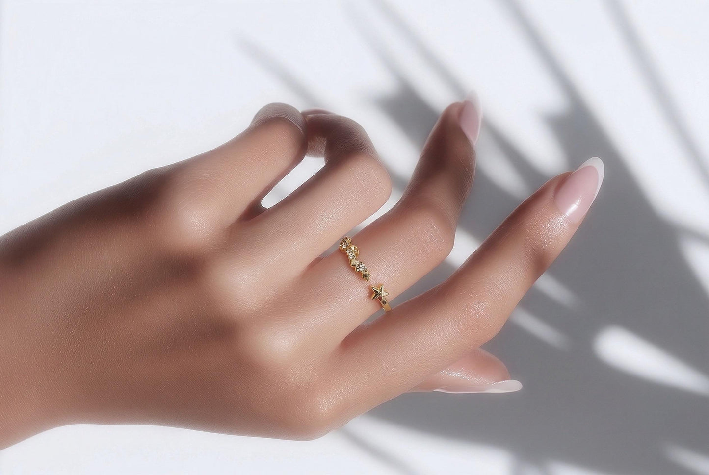 Star Ring – Adjustable Gold Plated Ring with Cubic Zirconia | Stackable Jewelry