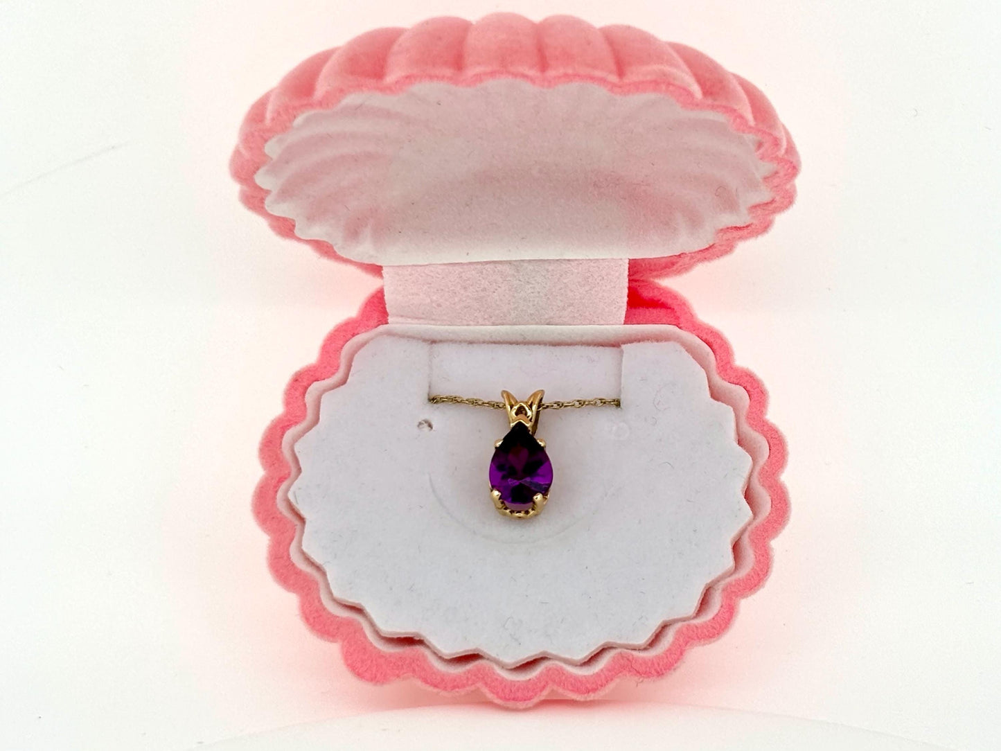 14K Solid Gold Necklace Red Violet Garnet Pendant Garnet Necklace- Genuine January Birthstone Jewelry, Birthday Gift for Her Purple Pendant