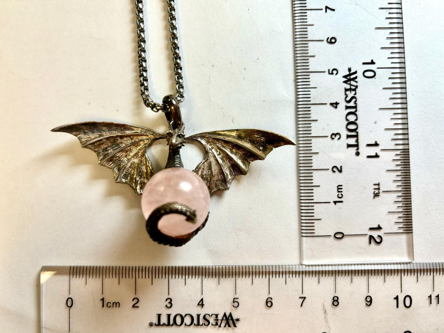 Dragon Necklace Dragon Pendant Halloween Necklace Costume Jewelry Rose Quartz Pendant Witch Jewelry Witch Pendant