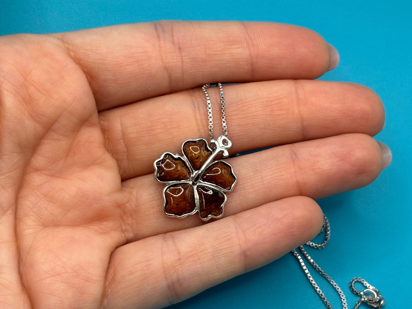 Hawaiian Hibiscus Flower Necklace Koa Wood Necklace 925 Sterling Silver Tarnish Free Wit Chain Birthday Gift For Her Dainty Necklace for Mom