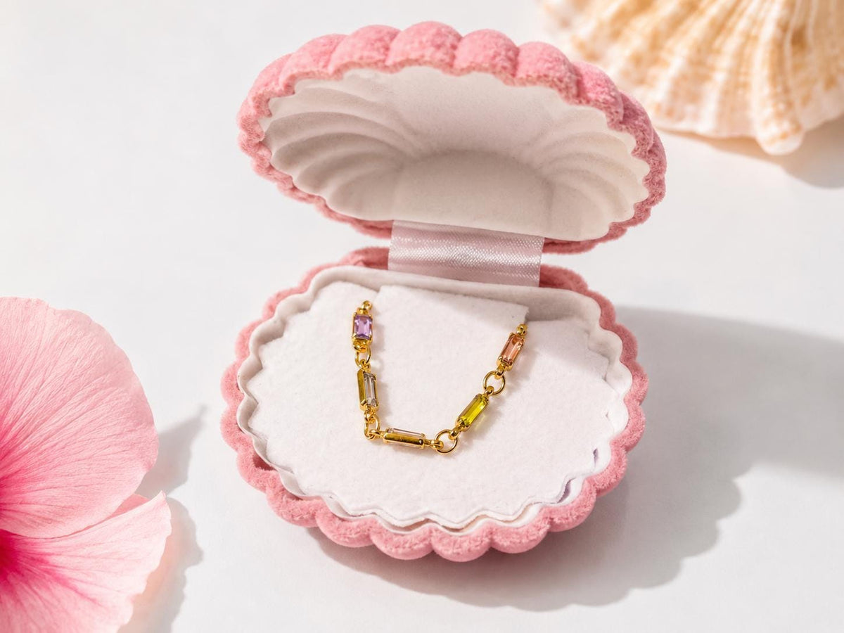 Pastel Gemstone Bracelet, Dainty Gold Chain, Colorful CZ Stones, gift for her, colorful bracelet, dainty gold bracelet – handmade Hawaiian jewelry, Island Goddess Jewelry
