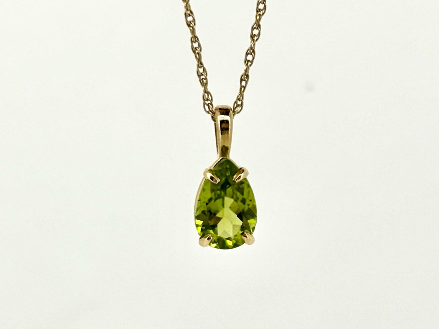 14K Solid Gold Necklace Peridot Pendant Hawaiian Diamond Peles Tears - Birthday Gift for Her Gift For Mom Green Necklace Peridot Necklace