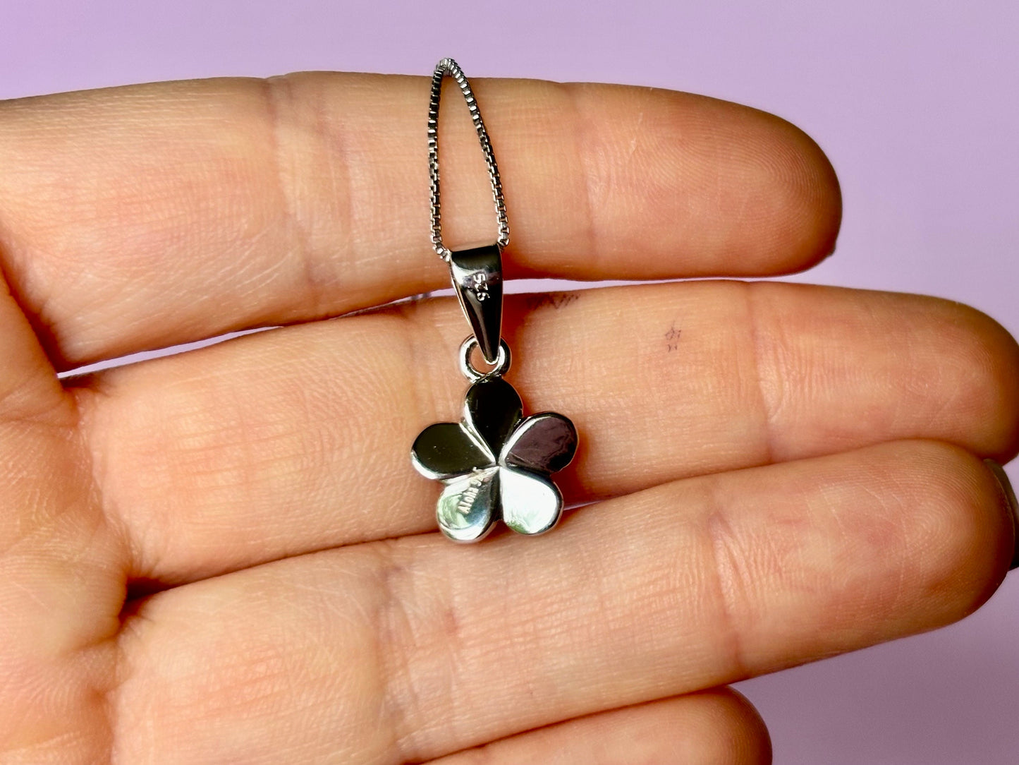 Dainty Pink Opal Plumeria Flower Necklace Tarnish Free with chain Girly Minimalist Floral Gift for Her Gift for Mom 925 Sterling Silver