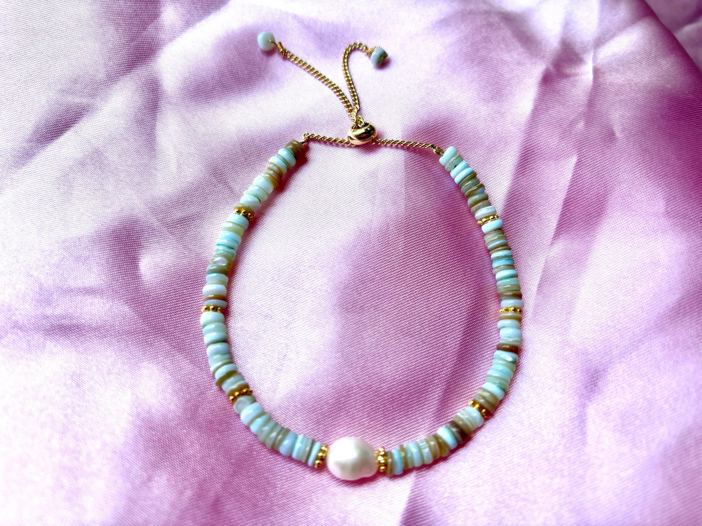 Amazonite Genuine Natural Freshwater White Pearl Bracelet, Birthday Gift for Her Girlfriend - Grandma Gift Gold Bracelet Crystal Healing