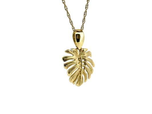 14K Gold Monstera Pendant Monstera Necklace Leaf Pendant Nature Inspired Necklace Leaf Necklace Birthday Gift for Her Gift for Plant Lovers
