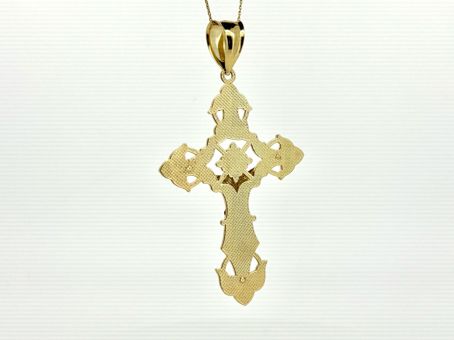 14K Solid Yellow Gold Cross Necklace Jesus Christ Pendant Giant Elegant Christian Gift for her Chritian Gift for Wife Christmas Gift