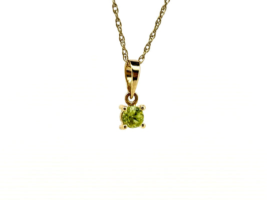 14K Solid Gold Necklace Peridot Pendant Hawaiian Diamond Peles Tears - Birthday Gift for Her Gift For Mom Green Necklace Peridot Necklace