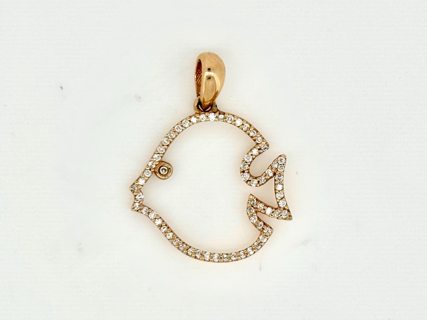 14K Rose Gold Fish Pendant, Fish Necklace Diamond Necklace Diamond Pendant Birthday Gift For Her For mom Anniversary Gift Christmas Gift