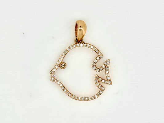14K Rose Gold Fish Pendant, Fish Necklace Diamond Necklace Diamond Pendant Birthday Gift For Her For mom Anniversary Gift Christmas Gift