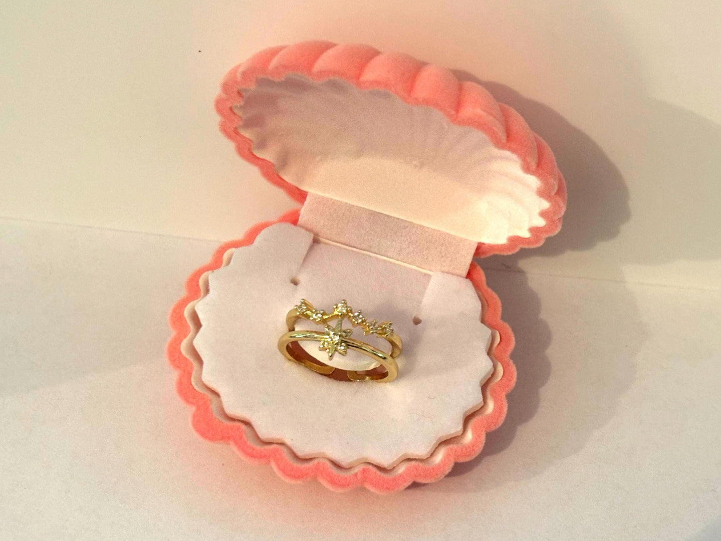Star Ring Adjustable Gold Plated Ring – Cubic Zirconia Celestial Jewelry