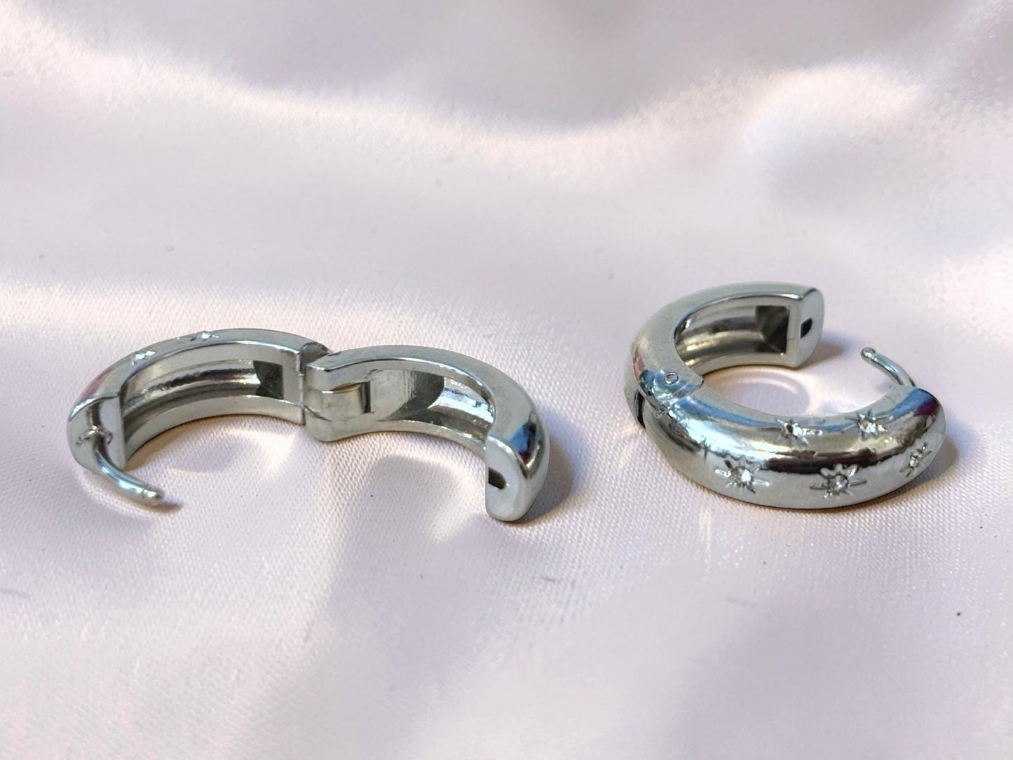 North Star Hoop Earrings – Stackable Gold Plated Hoops with Cubic Zirconia Sparkle