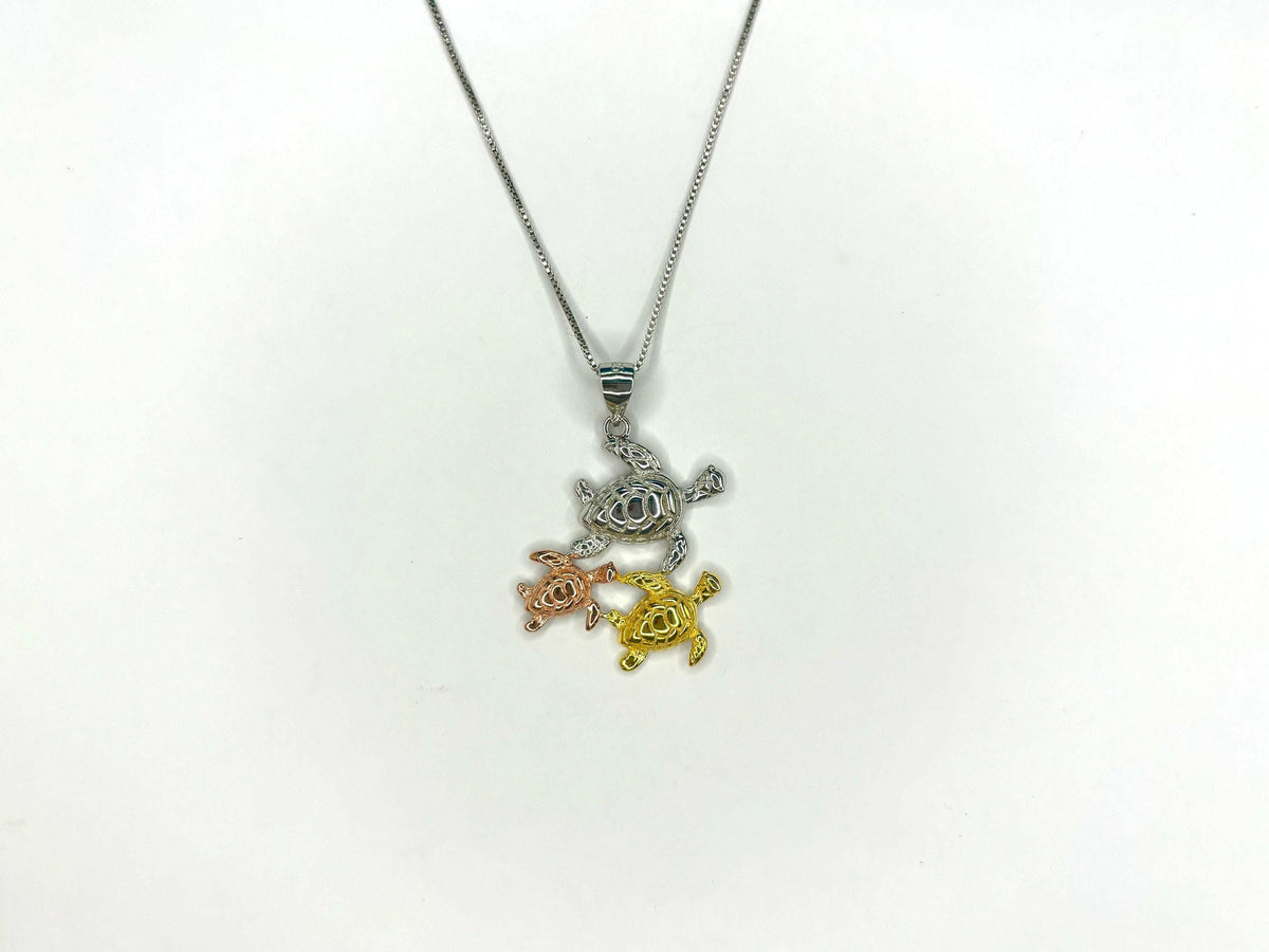 Turtle Family Necklace, Hawaii Honu Pendant, Mom, Grandma Gift, gift for her, mothers day gift, gift for mom – handmade Hawaiian jewelry, Island Goddess Jewelry