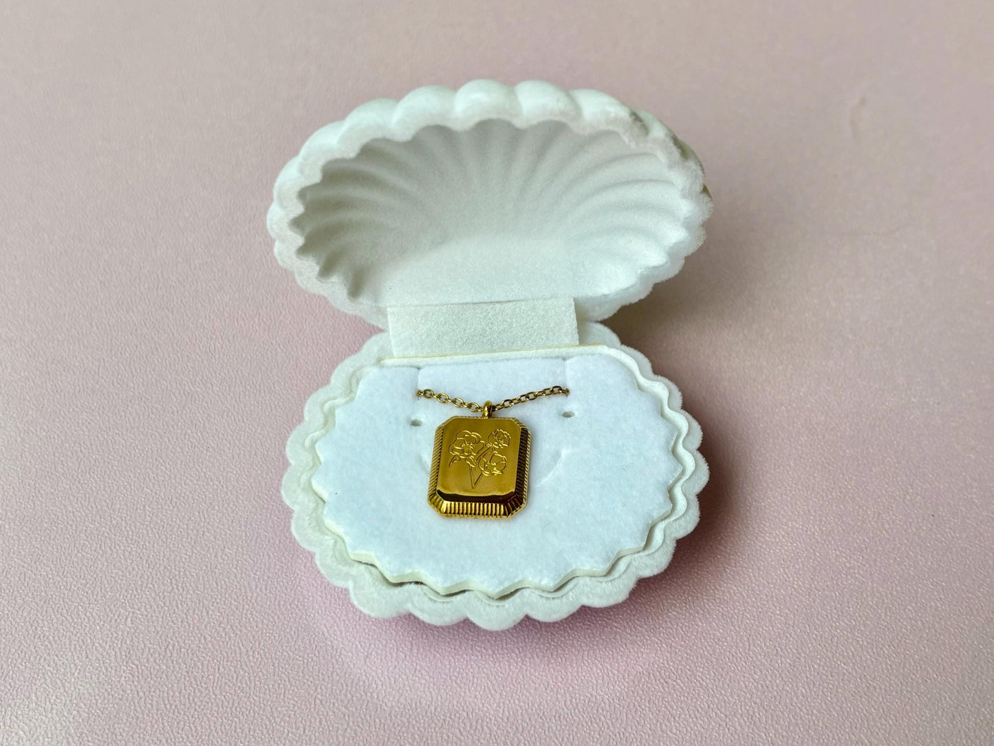 Birth Flower Necklace 925 Stainless Steel 18K Gold Plated Necklace with Chain Birthday Gift for Her - Gift for Mom , Gift for Girlfriend