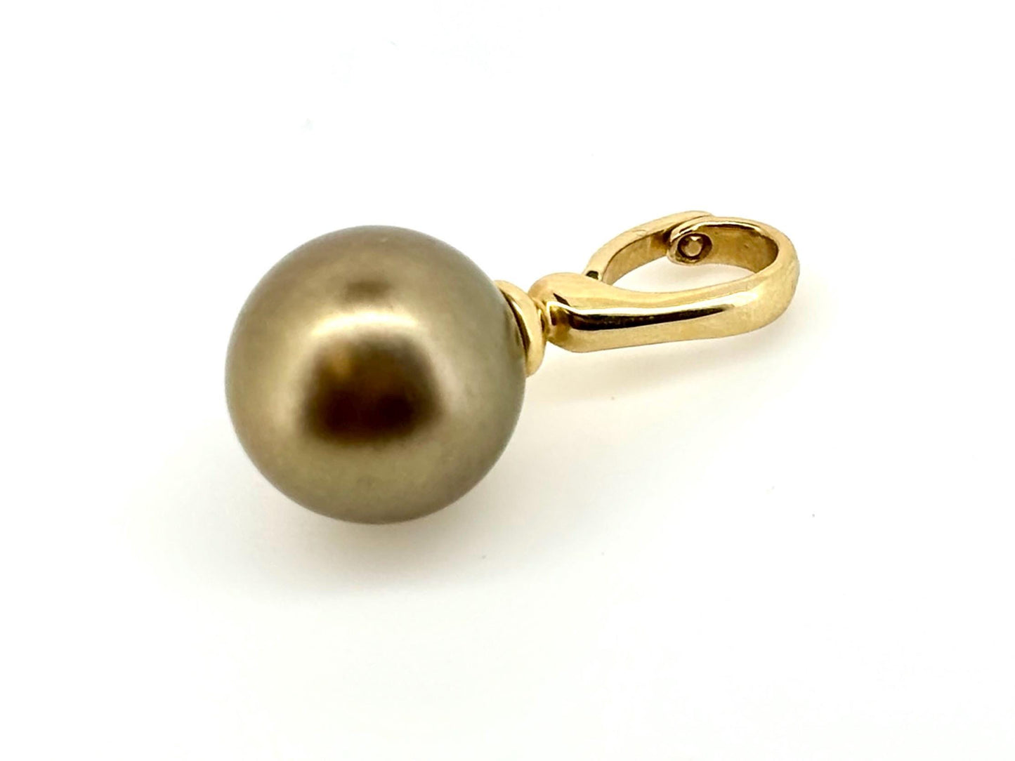 Genuine Natural Tahitian Pearl Necklace Pearl Pendant with 14K Gold Enhancer Black Pearl Necklace Birthday Gift for Her Gift for Mom